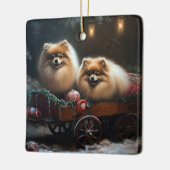 Pommerse Sneeuwslee Kerstdecoratie Keramisch Ornament (Links)