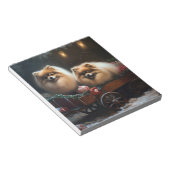 Pommerse Sneeuwslee Kerstdecoratie Notitieblok (Schuin)