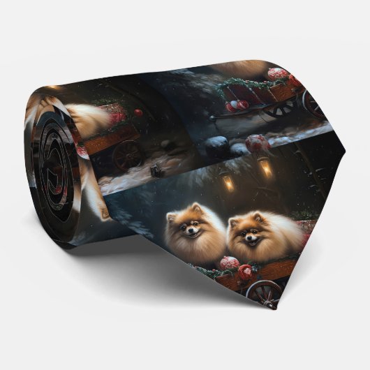 Pommerse Sneeuwslee Kerstdecoratie Stropdas (Opgerold)