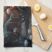 Pommerse Sneeuwslee Kerstdecoratie Theedoek (Quarter Fold)