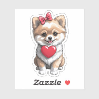 Pommerse Valentijn Hart 3 x 3 Sticker