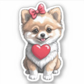 Pommerse Valentijn Hart 3 x 3 Sticker (Voorkant)