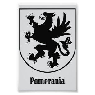 Pommerse Wapenschild Zwart en Wit Heraldisch Foto Afdruk