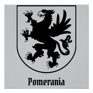 Pommerse Wapenschild Zwart en Wit Heraldisch Perfect Poster