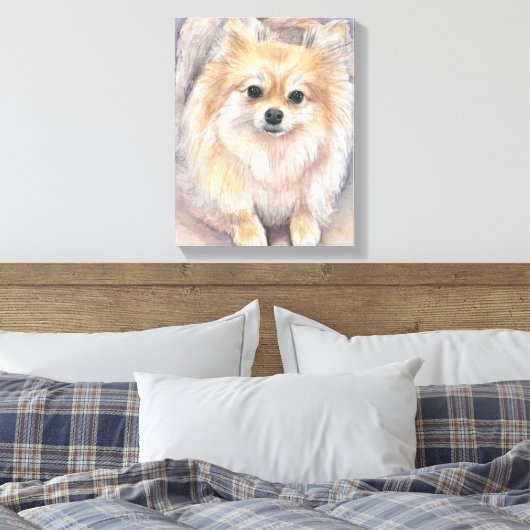 Pommerse Waterverf Schilderij Pom Canvas Print (Insitu (Slaapkamer))