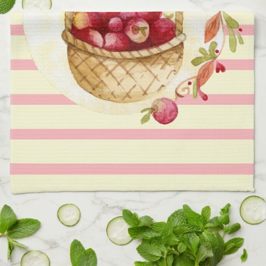 Pommes d'aquarelle dans Panier Serviette de cuisin (Plié)