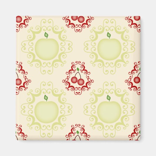 Pommes et cerises avec Magnets à défilement vert (Devant)