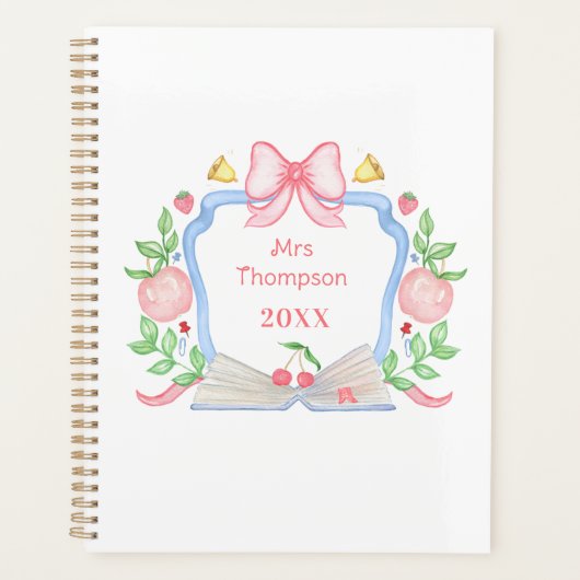 Pommes et livre Crest de l'école | Professeur (Devant)