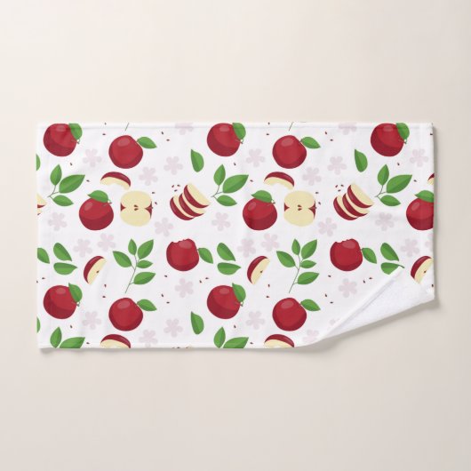 Pommes rouges, fleurs et Motif de verdure (Serviette à main)