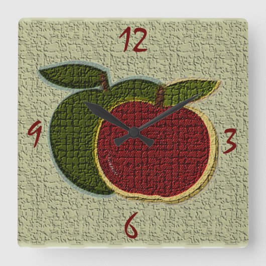 Pommes texturées (sauge) Horloge murale (Recto)