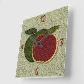 Pommes texturées (sauge) Horloge murale (Angle)