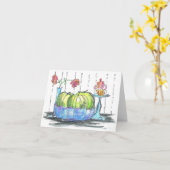 Pommes vertes petit gâteau et carte de note de (Fleur jaune)