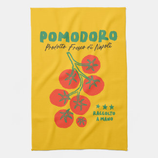 Pomodoro Tomaat Handgetekende Italiaanse Vintage Theedoek