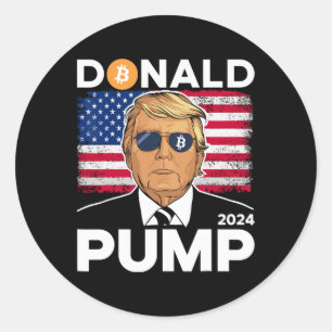 Pomp Bitcoin Grappige Trump 2024 Crypto Ronde Sticker
