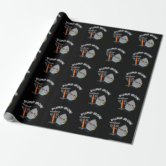 Pomp Iron Funny Exercise Pun Dark BG Cadeaupapier (Uitgerold)