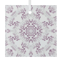 Pompadour Paarse Flourish Glass Ornament