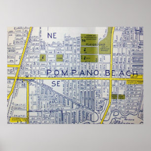 Pompano Beach, FL Map Poster