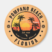 Pompano Beach Florida Retro Sunset Souvenir 80s Magneet (Voorkant)