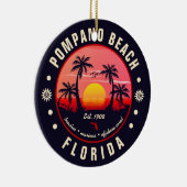 Pompano Beach Florida Retro Sunset Souvenir Keramisch Ornament (Rechts)