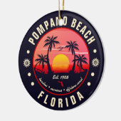 Pompano Beach Florida Retro Sunset Souvenir Keramisch Ornament (Links)