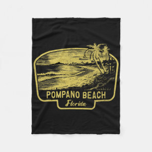 Pompano Beach Florida Strand Surfen Vintage Blauw Fleece Deken