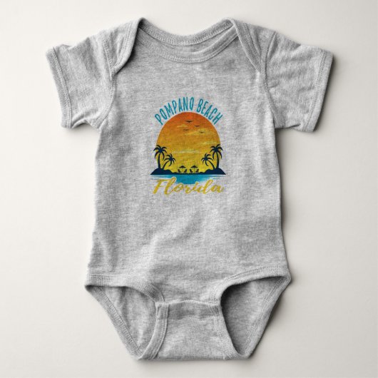 Pompano Beach Florida Sunset Retro Vacation Romper (Voorkant)
