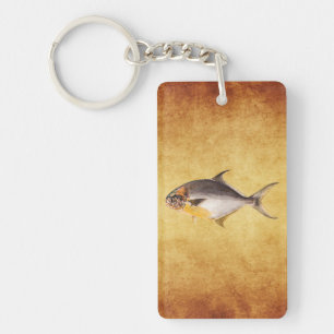  Pompano-vis - Spaarvisserij Sjabloon blanco Sleutelhanger