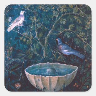 POMPEII-COLLECTIE / DOVES IN DE GARDEN VIERKANTE STICKER