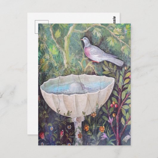 Pompeii Fresco van Pigeon over een fontein Briefkaart (Voorkant / Achterkant)
