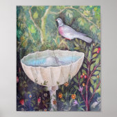 Pompeii Fresco van Pigeon over een fontein Poster (Voorkant)