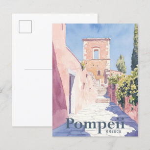 Pompeii Griekenland Waterverf Schilderij Reizen Briefkaart