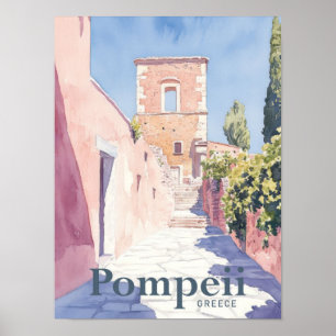 Pompeii Griekenland Waterverf Schilderij Reizen Poster