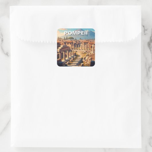 Pompeii Italië Mount Vesuvius Reizen Vierkante Sticker (Tas)