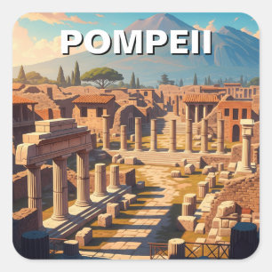 Pompeii Italië Mount Vesuvius Reizen Vierkante Sticker