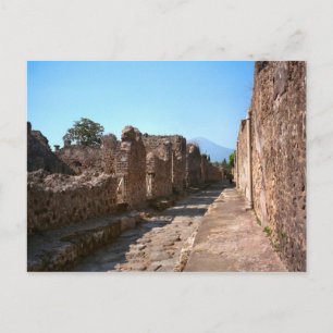 Pompeii, kobloete straat met hoge stoep briefkaart