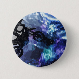 Pompen door de ruimte - Motocross Rider Ronde Button 5,7 Cm