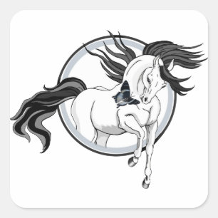 Pompen uit ~ Horse en vlinder Vierkante Sticker
