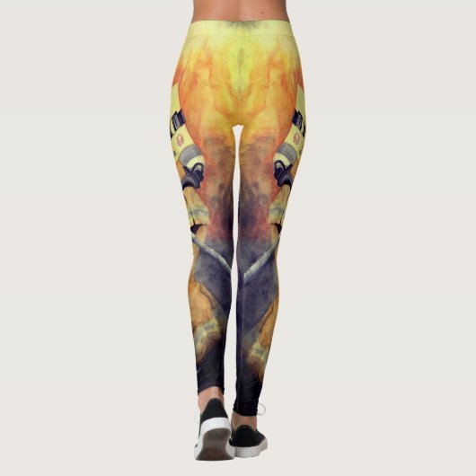 Pompier Aquarelle Peinture Leggings Fireman (Dos)