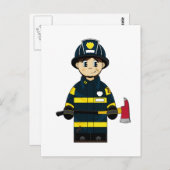 Pompier avec carte postale Ax (Devant / Derrière)