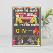 Pompier Camion Feu Anniversaire Invitation (Debout devant)