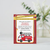 Pompier Camion Invitation de fête d'anniversaire (Debout devant)