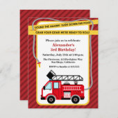 Pompier Camion Invitation de fête d'anniversaire (Devant / Derrière)