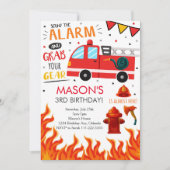 Pompier Camion Invitation de fête d'anniversaire (Devant)