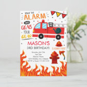 Pompier Camion Invitation de fête d'anniversaire (Debout devant)