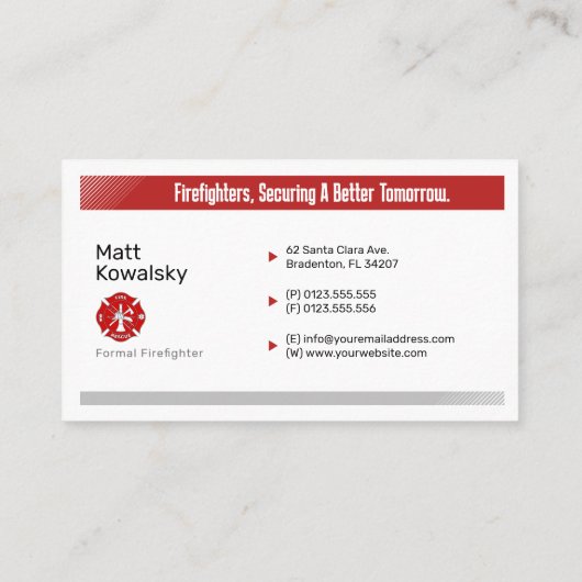 Pompier | Carte de visite parfait (Dos)