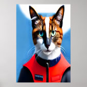 Pompier de chat siamois | AI Art Poster (Devant)