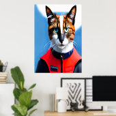 Pompier de chat siamois | AI Art Poster (Bureau à domicile)