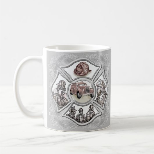 Pompier de croix maltaise tasse personnalisée (Gauche)