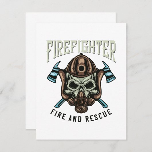 Pompier et Secourir carte de note (Devant / Derrière)