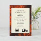 Pompier Flames Retraite Party Invitation (Debout devant)